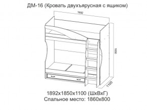 ДМ-16 Кровать двухъярусная с ящиком в Копейске - kopejsk.magazin-mebel74.ru | фото