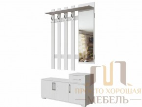 Вешалка с зеркалом 1,0 м №3 Ясень Анкор светлый в Копейске - kopejsk.magazin-mebel74.ru | фото